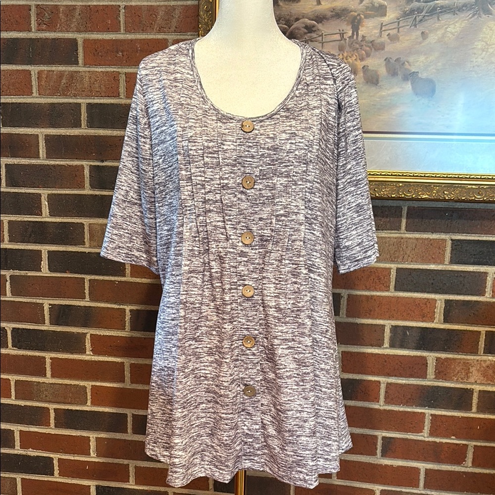 Gray and White Boxy Button Down Tunic size XXL